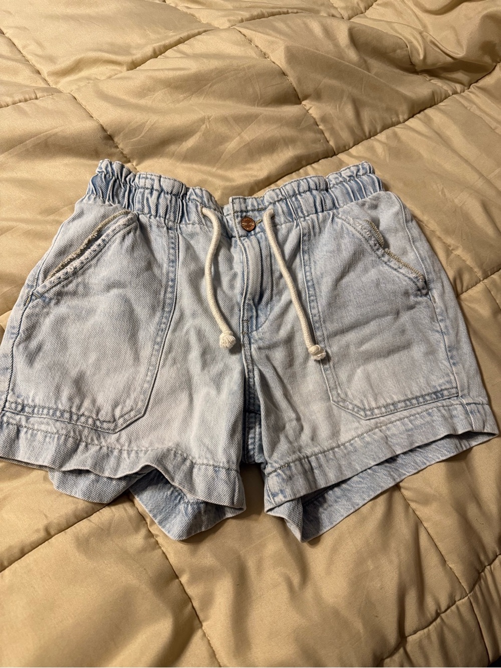 Maurices Light Blue Drawstring Denim Shorts